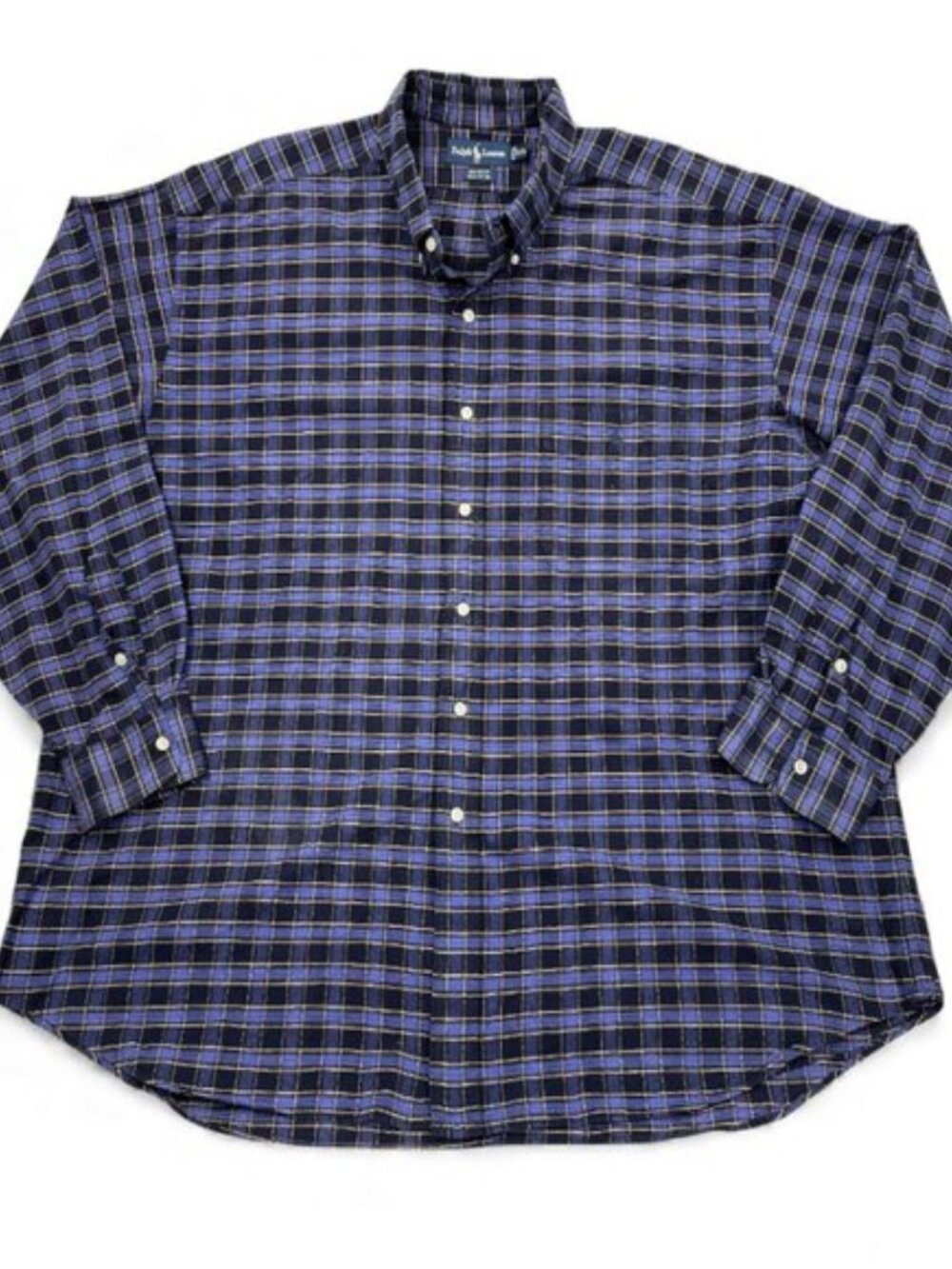 Polo Ralph Lauren Blue Purple Plaid Big Shirt Button Down Men's 2XL XXL